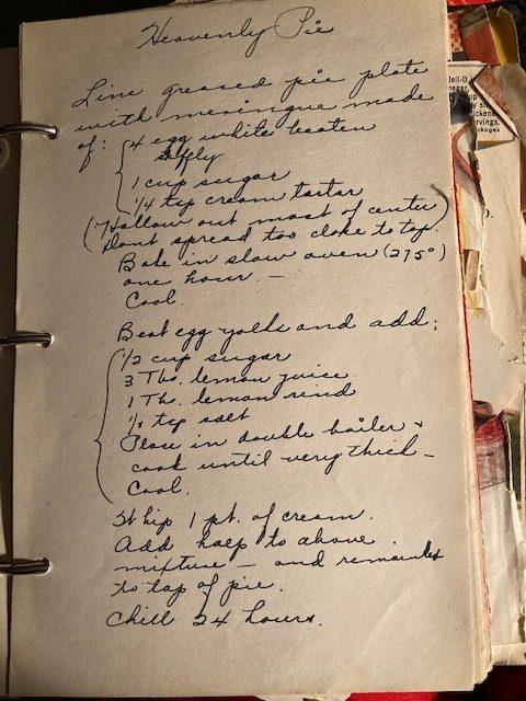 Handwritten recipe for lime pie.