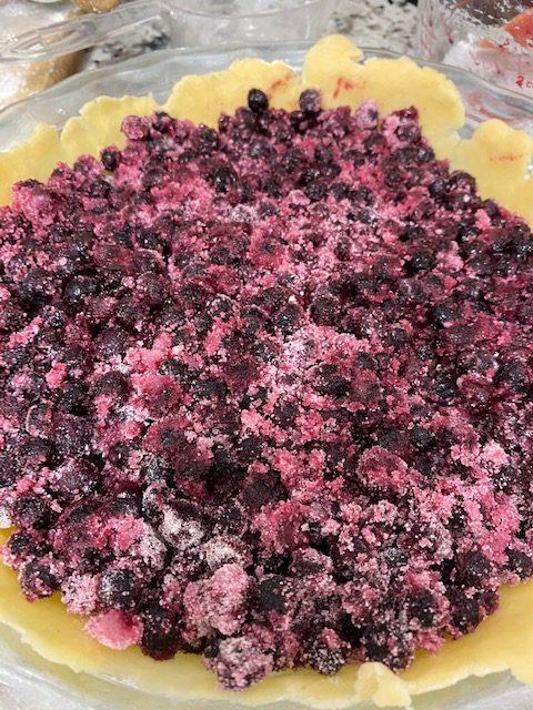 Blueberry pie before baking.