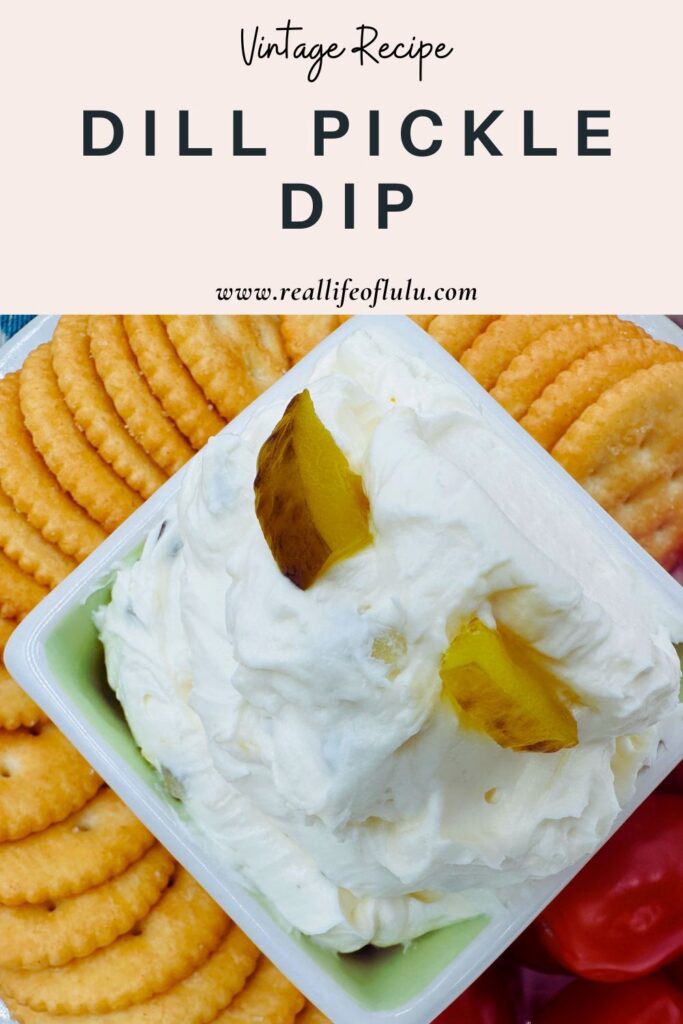 Pinterest pin for dill pickle dip.