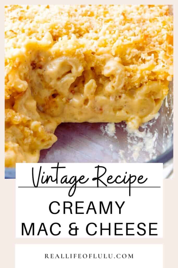 Pinterest pin for macaroni and cheese.