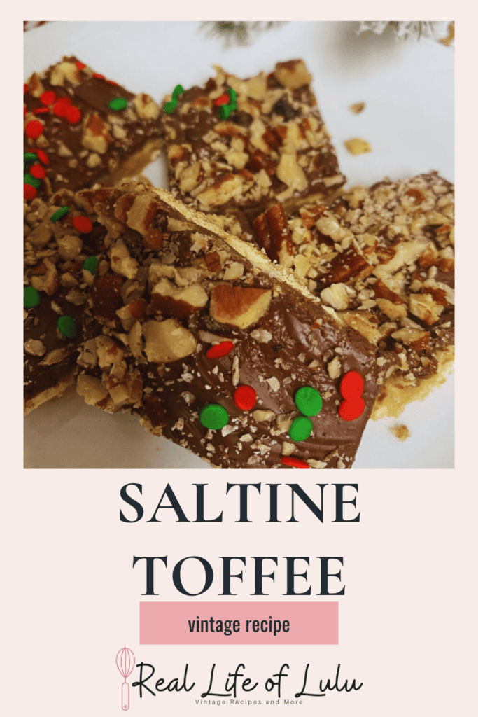 Pinterest pin for saltine toffee.