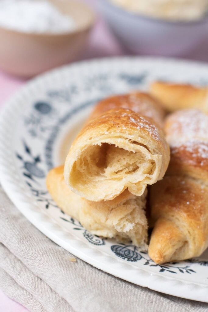 Close up of inside of a croissant.