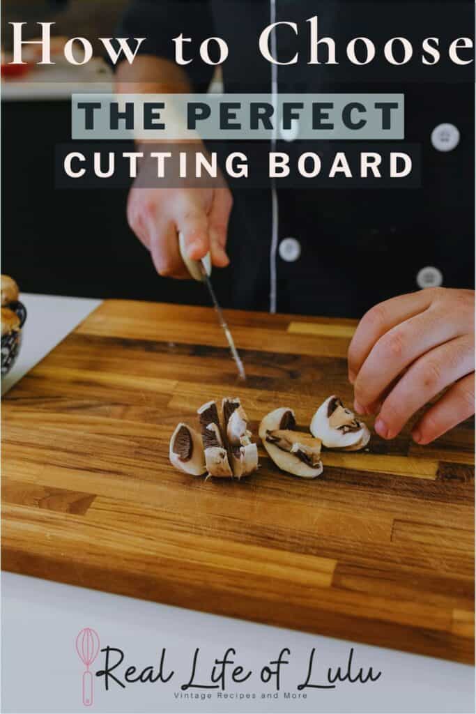 Pinterest pin for choosing a cutting board.