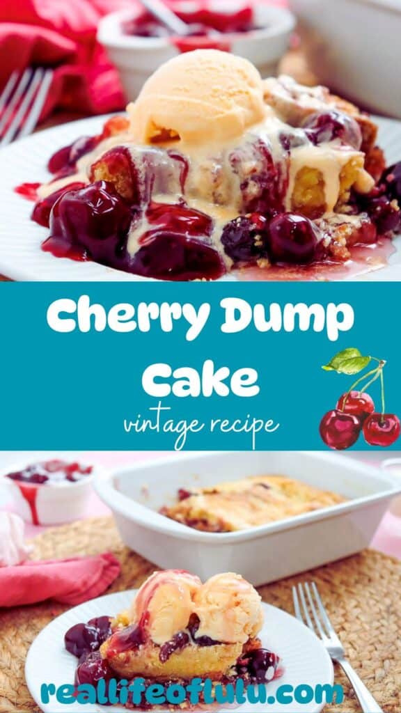 Pinterest pin for cherry dump cake.