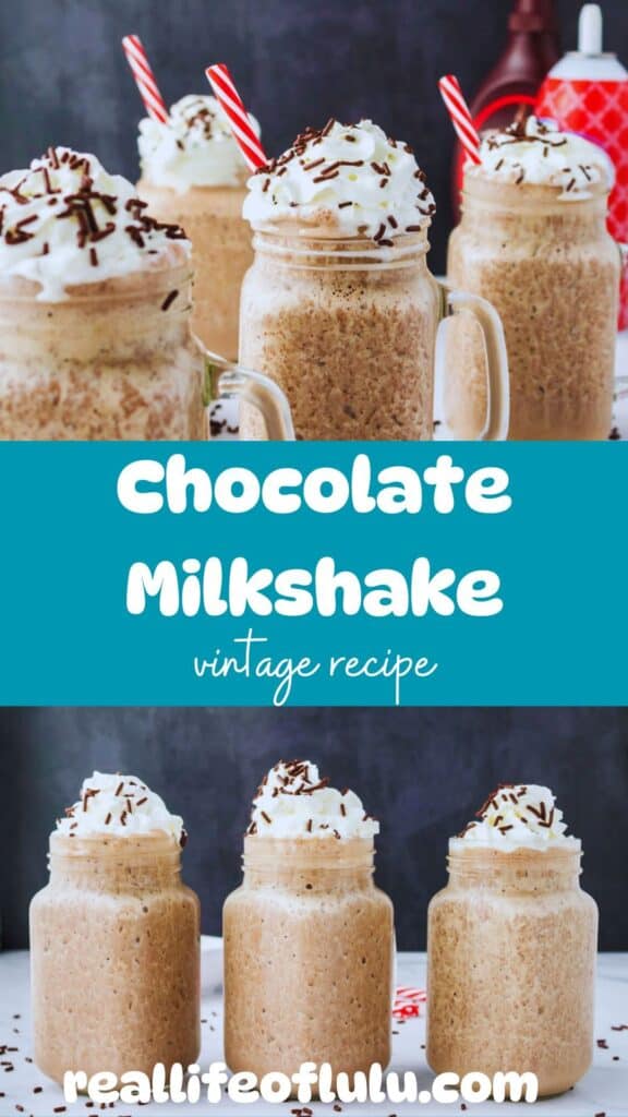 Pinterest pin for Chocolate Milkshake.