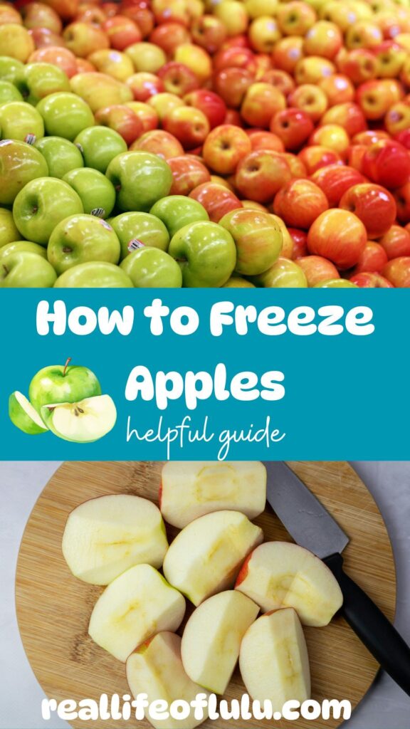Pinterest pin for how to freeze apples.