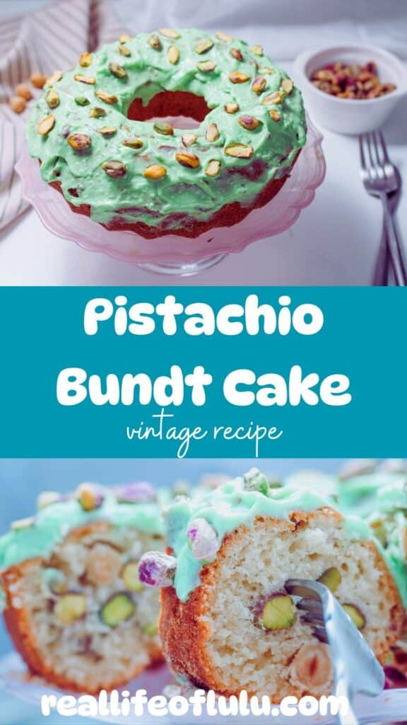 Pinterest pin for pistachio bundt cake.